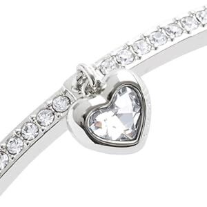 Coach Silver Crystal Heart Charm Hinged Bangle Bracelet NWT $125 MSRP & Dust Bag
